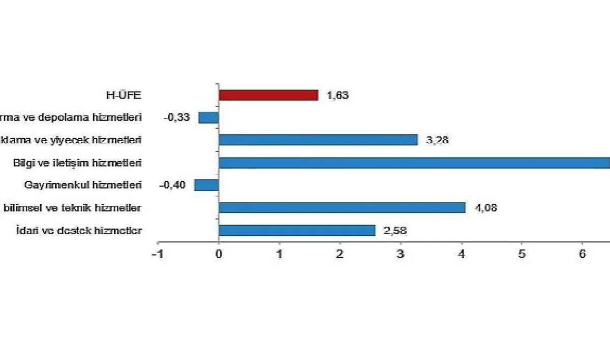 TÜİK: Hizmet Üretici Fiyat Endeksi (H-ÜFE) yıllık %78,86, aylık %1,63 arttı