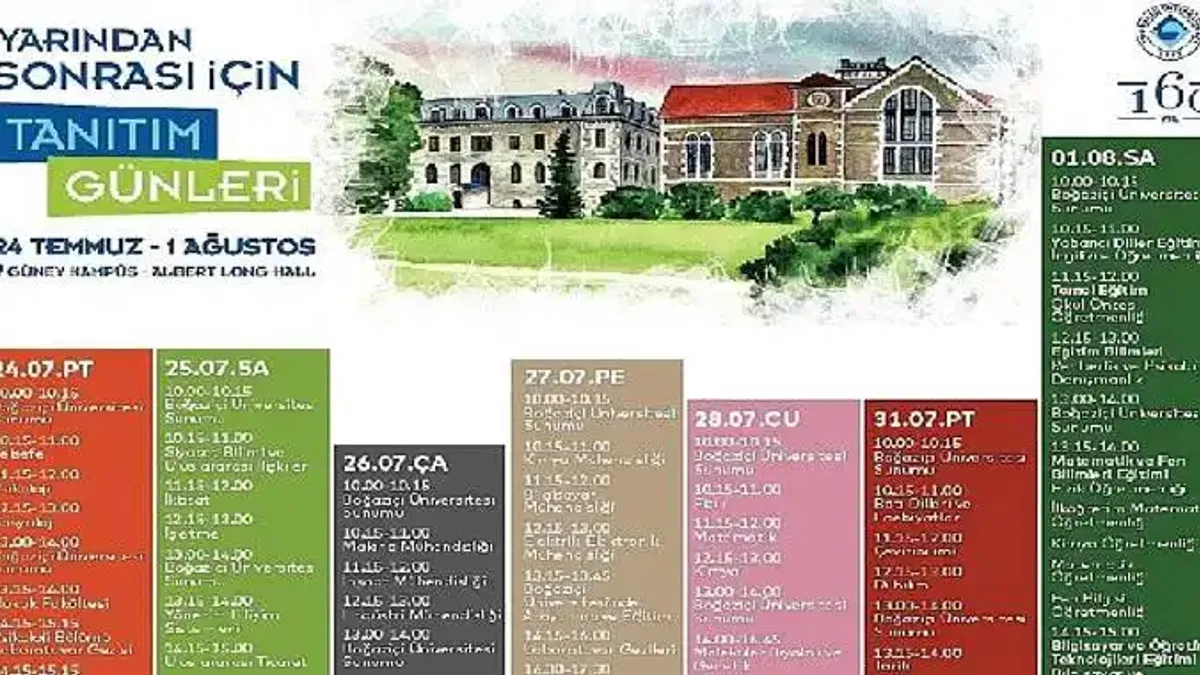Boğaziçi Üniversitesi Tanıtım Günleri 24 Temmuz-1 Ağustos'ta Güney Kampüs'te gerçekleşecek