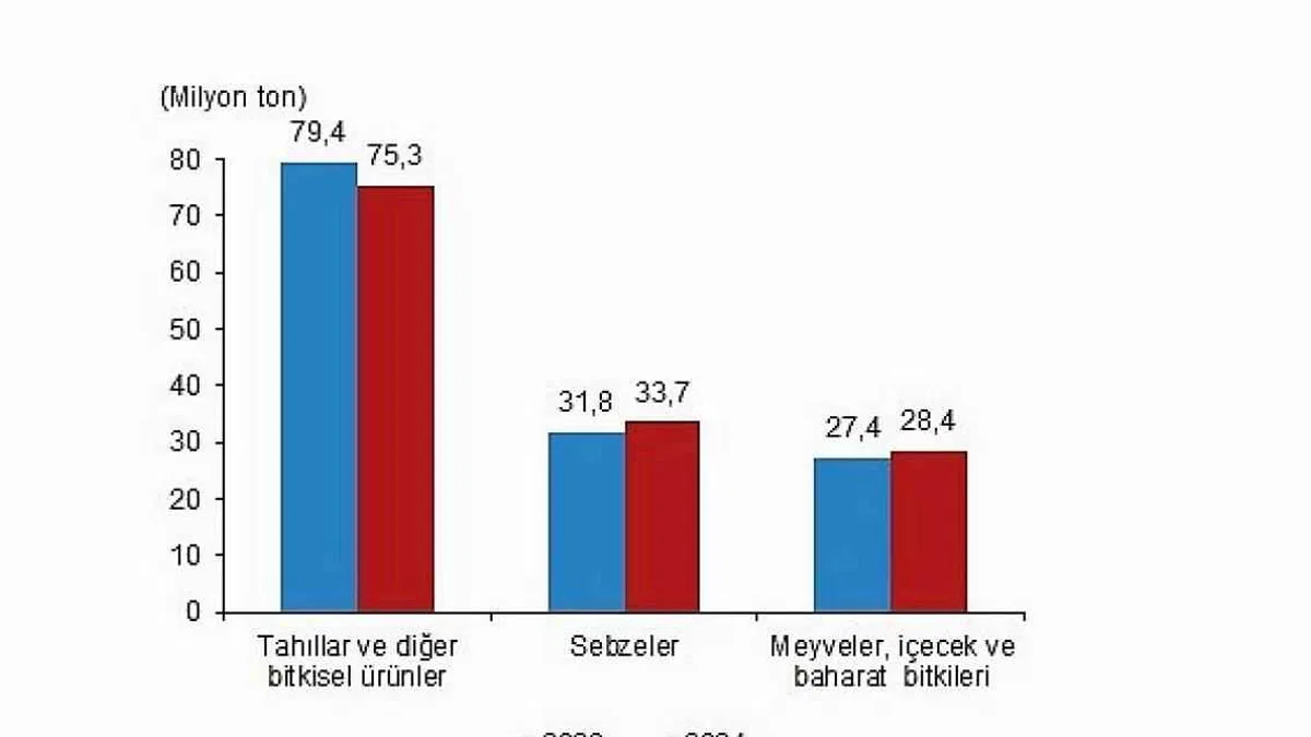 Tüik: Bitkisel üretimin bir önceki yıla göre tarla ürünlerinde azalacağı, meyve ve sebze grubunda ise artacağı tahmin edildi
