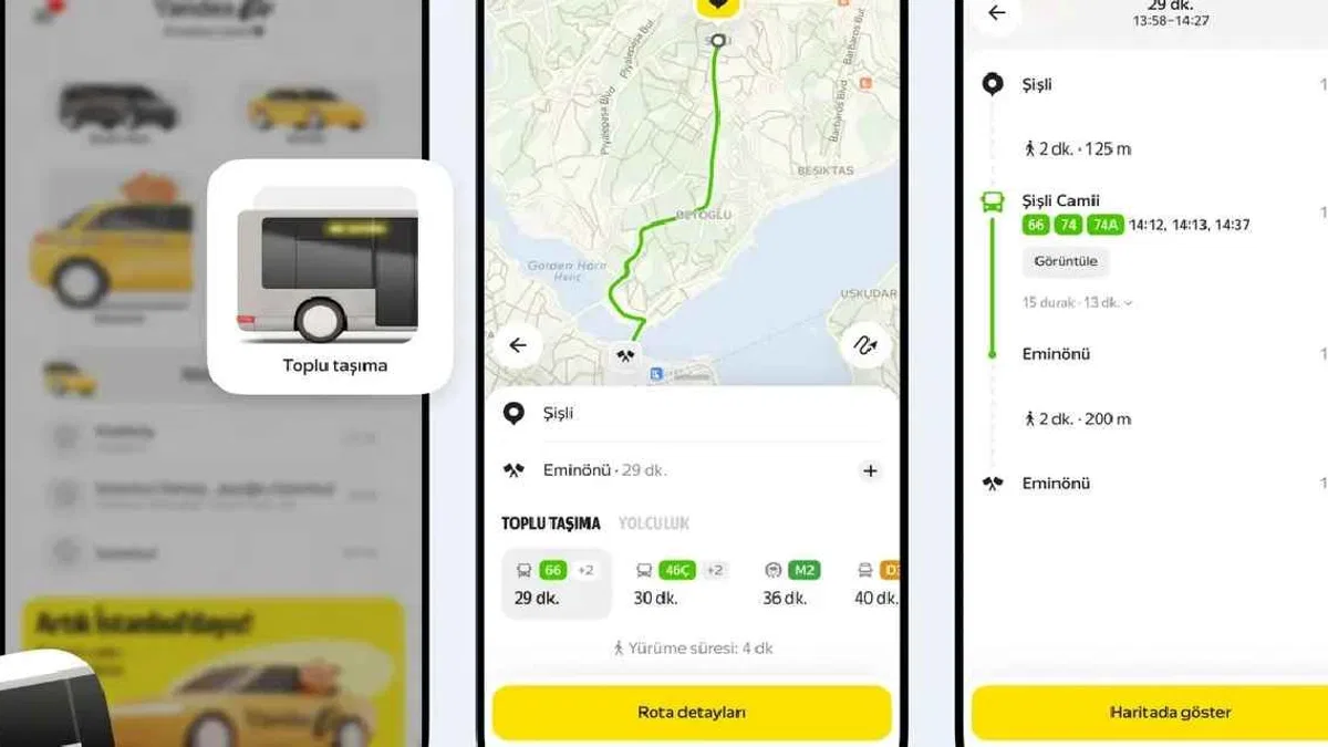 Yandex Go'ya toplu taşıma planlama özelliği