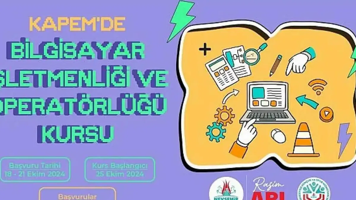 Bilgisayar işletmenliği ve operatörlüğü kursu açılacak.