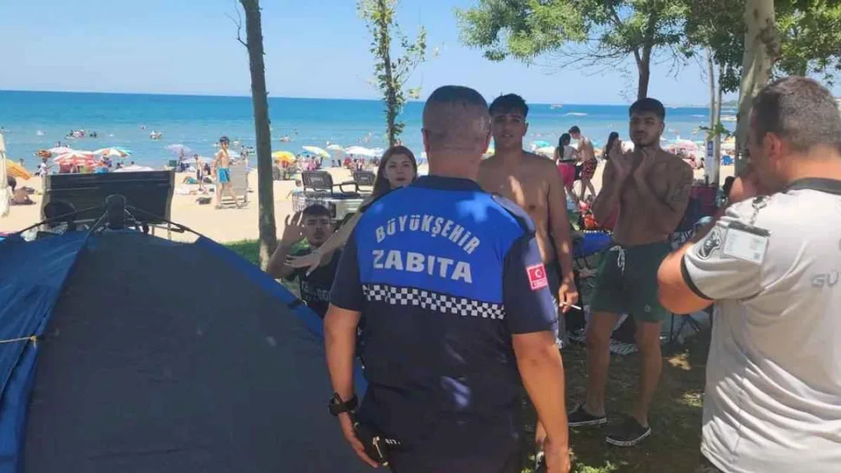 Kocaeli Kandıra sahillerinde çadır denetimi
